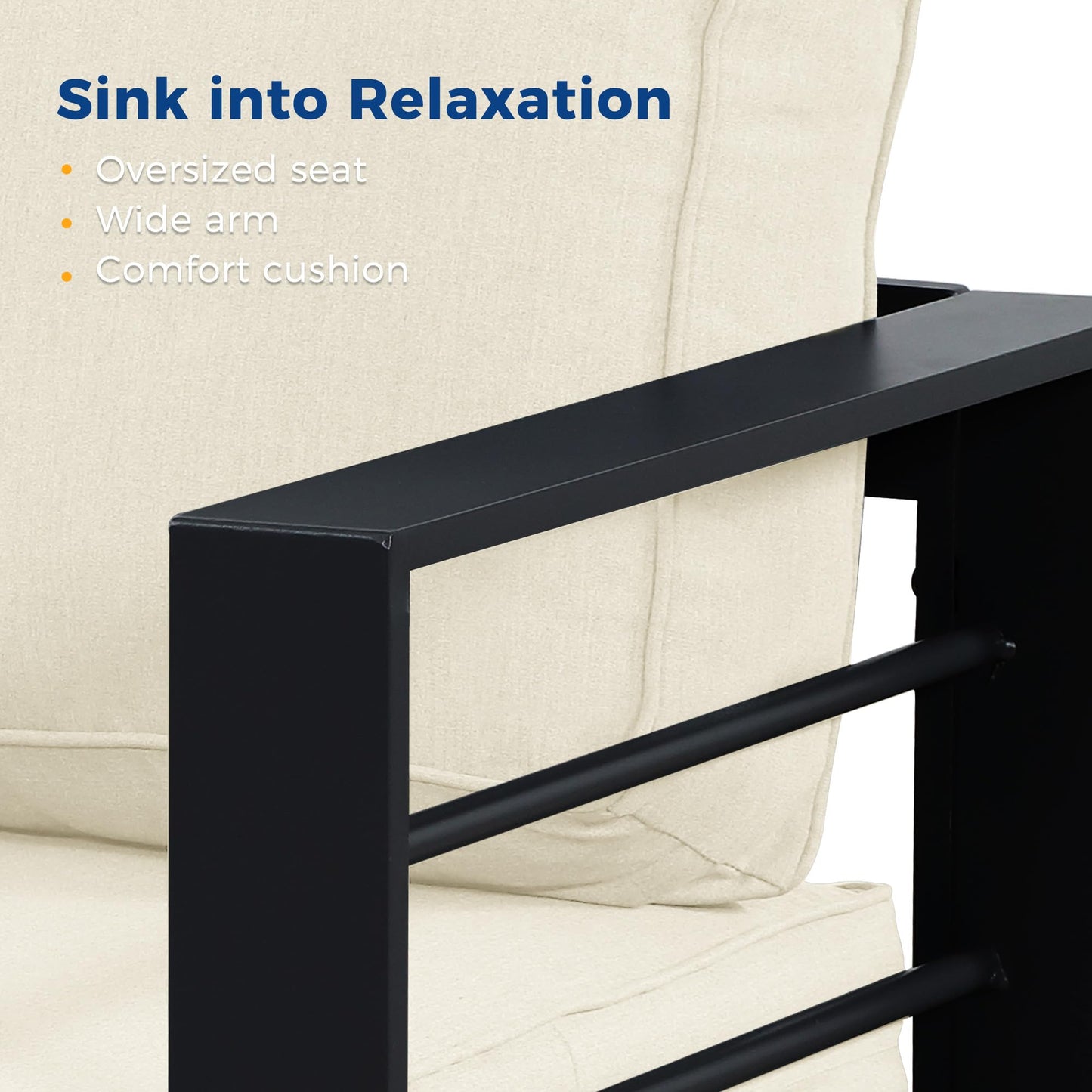 CozyHome Aluminum Outdoor Patio Furniture Set, 4 Pieces Modern Patio Sectional Sofa Conversation Set, Outdoor Seating Set with Coffee Table for Deck Garden Backyard, Beige