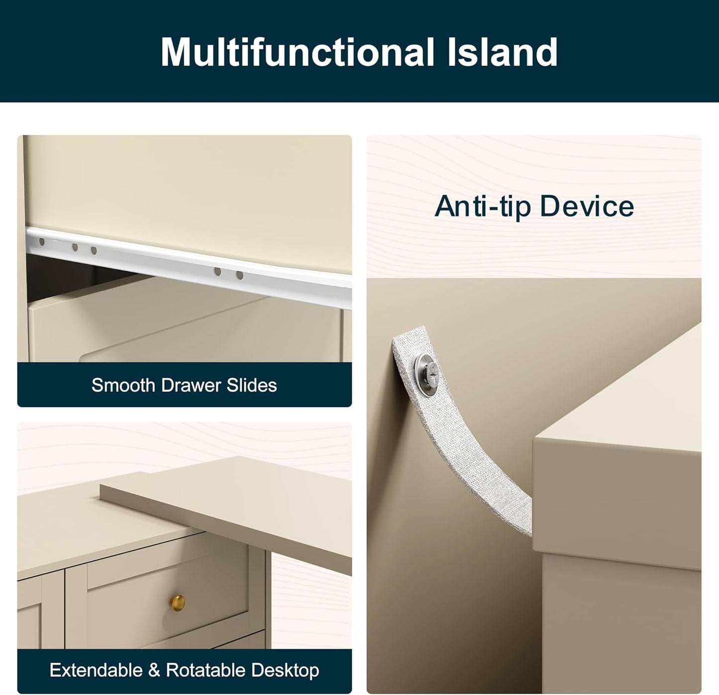 Royalcraft 6-Drawer Extendable Corner Vanity Table and Dresser Combo with 3 Side Shelves, Makeup Vanity Desk, Wood Dressing Table for Bedroom, Dressing Room