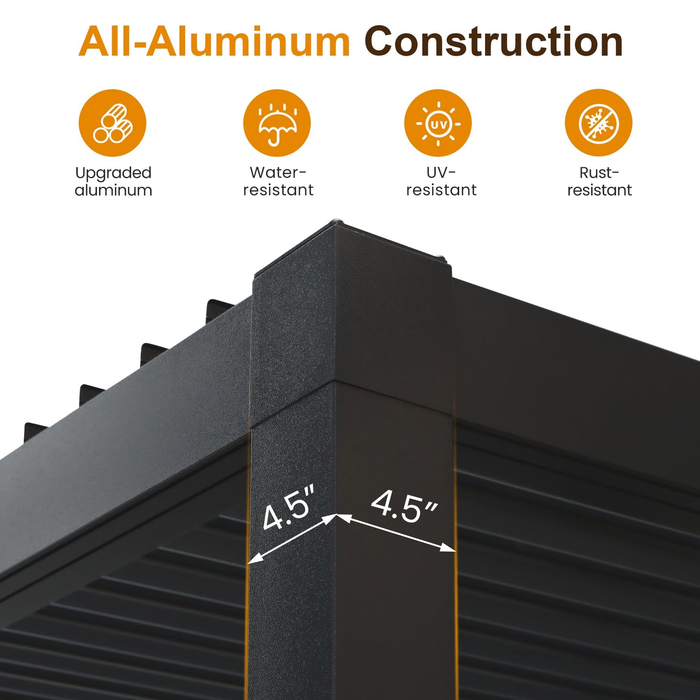 May in Color 10'x12' Adjustable Louvered Pergola, Metal Hardtop Pergola with Adjustable Roof for Patio, Heavy-Duty Aluminum Outdoor Pergola, Deck, Garden, Yard, Black