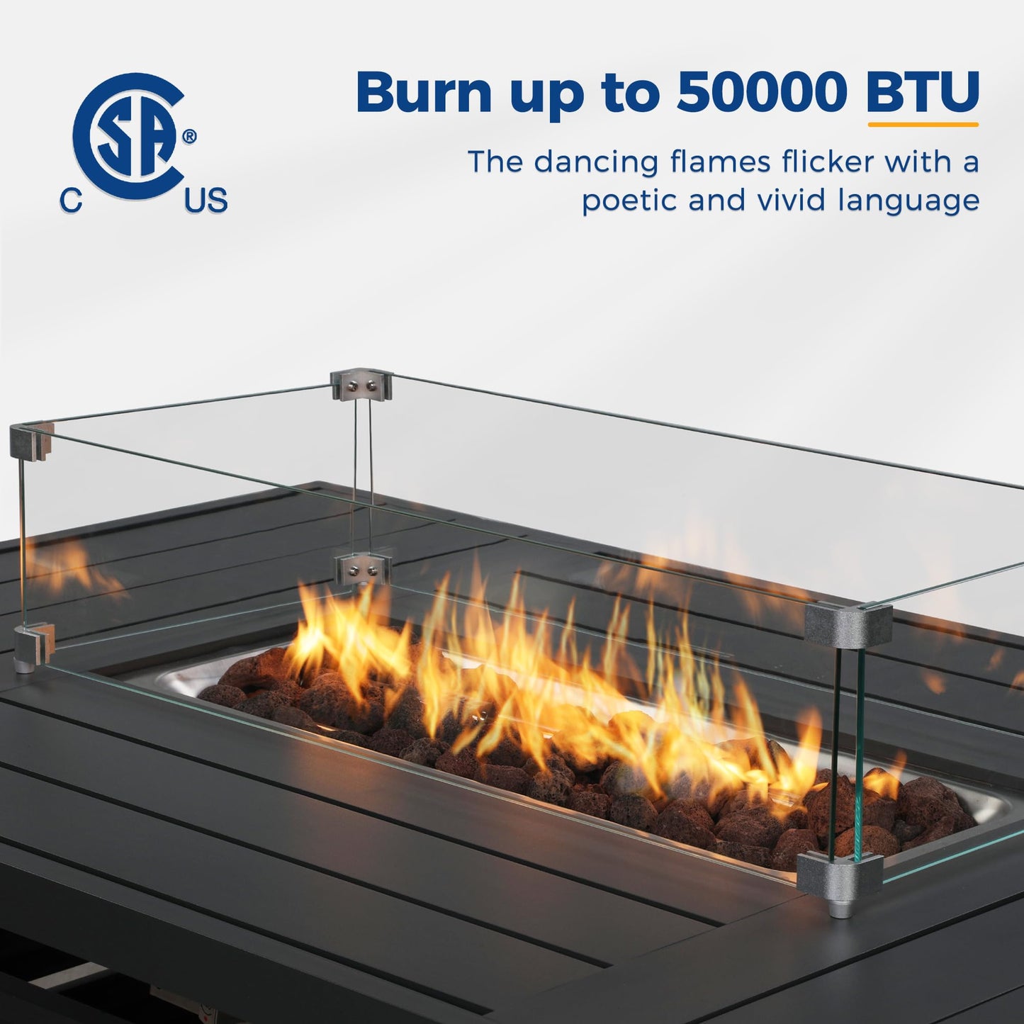 CozyHome Aluminum Outdoor Patio Furniture Set,5 Seats Modern Patio Sectional Sofa Conversation Set, Outdoor Seating Set with Fire Pit Table for Deck Garden Backyard, Beige