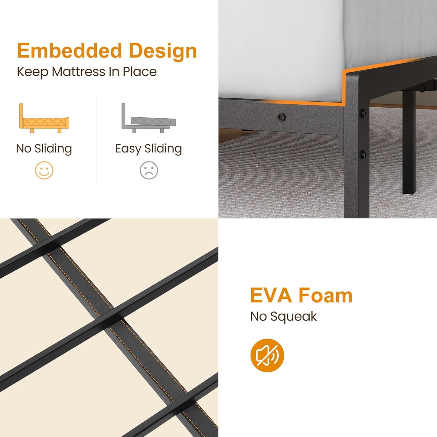 Royalcraft Bed Frame: Industrial Platform Bed w/ Wood Headboard, Storage Shelves, LED lights, and Steel Slats, No Box Spring Needed, Easy Assembly