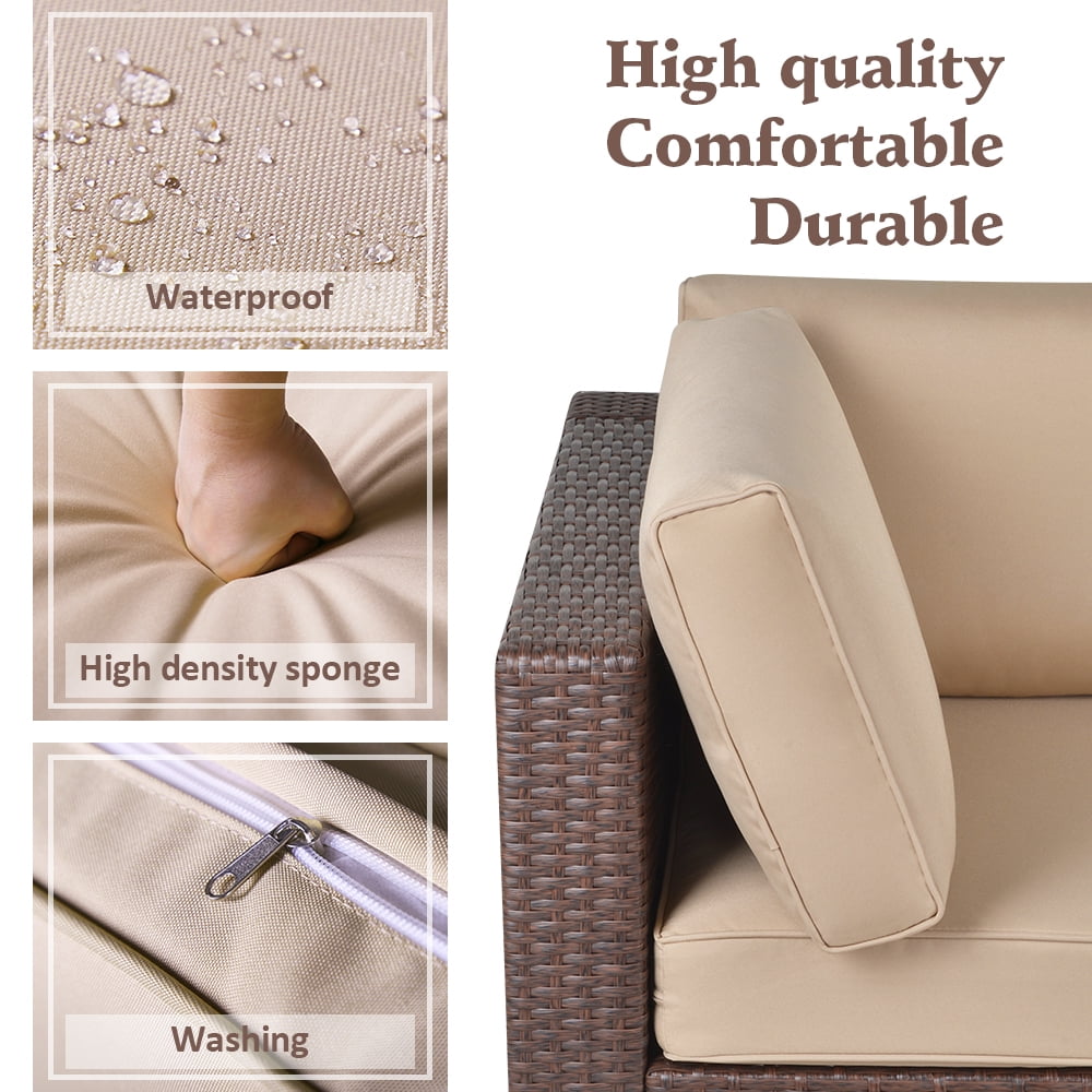 Sunvivi Wicker Patio Loveseat, Create the Patio of Your Dreams With Our Modular Furniture Sets, Black and Blue, PE Wicker