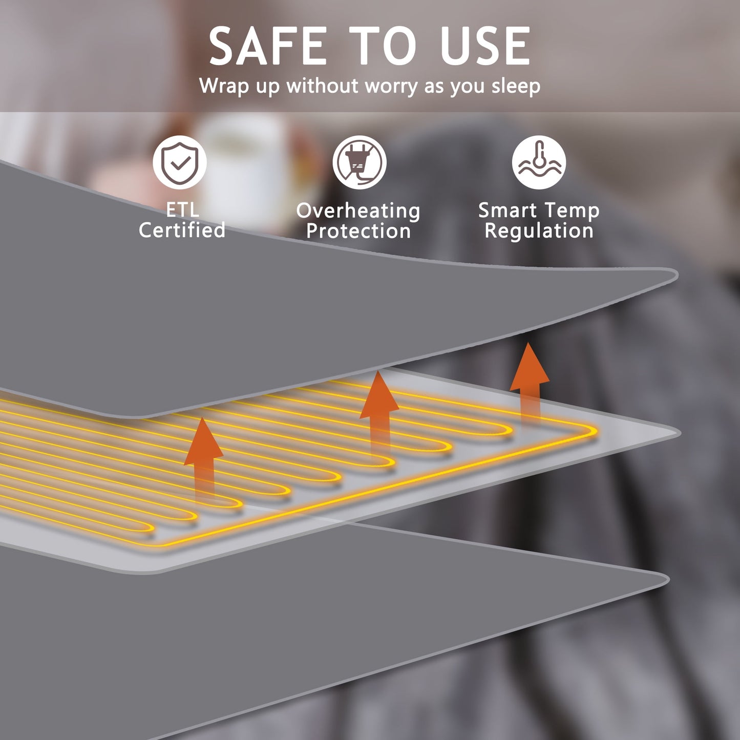 SUNVIVI Electric Blanket King Size with Dual Controllers,10 Heating Levels& 12 hours Auto-off,Overheat Protection,Blue