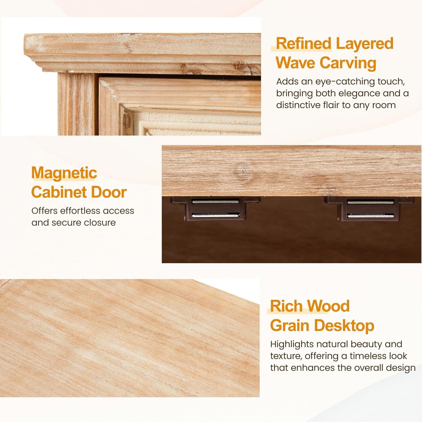 RoyalCraft 2-Door Storage Cabinet, Accent Buffet Server Cabinet, Kitchen Sideboard Cabinet, Wood Cabinet Organizer for Hallway, Dining Room, Living Room, Entryway