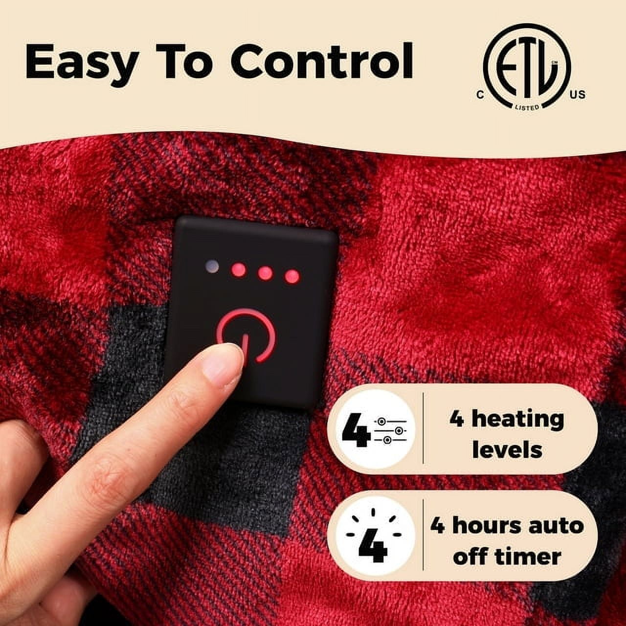 SUNVIVI Electric Blanket King Size with Dual Controllers,10 Heating Levels& 12 hours Auto-off,Overheat Protection,Blue