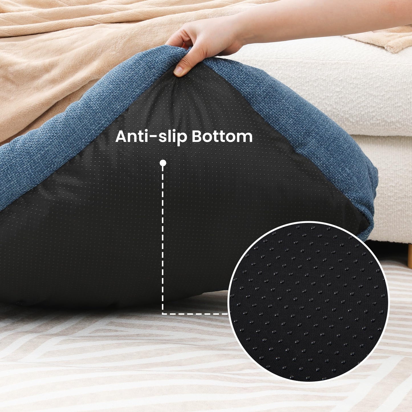 CozyHome Small Dog Bed with Anti-Slip Bottom, Cat Bed with Removable Washable Cover, Plush Pet Bed for Dogs and Cats, Cute Dog Pillow Bed, Calming Cat Couch Bed for Indoor, Outdoor, Blue