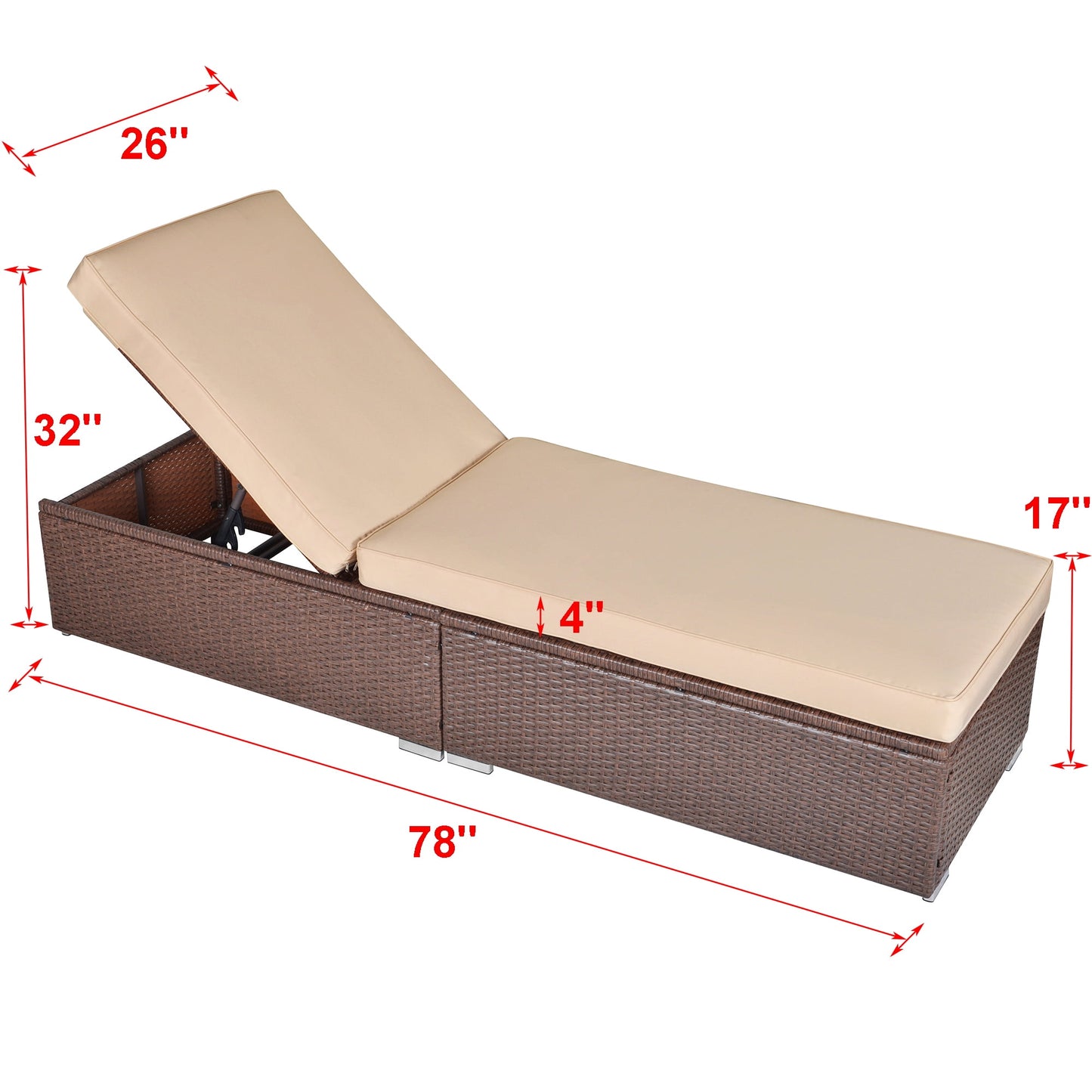 Sunvivi Wicker Patio Chaise Lounge Chair, Create the Patio of Your Dreams With Our Modular Furniture Sets, Black and Blue, PE Wicker