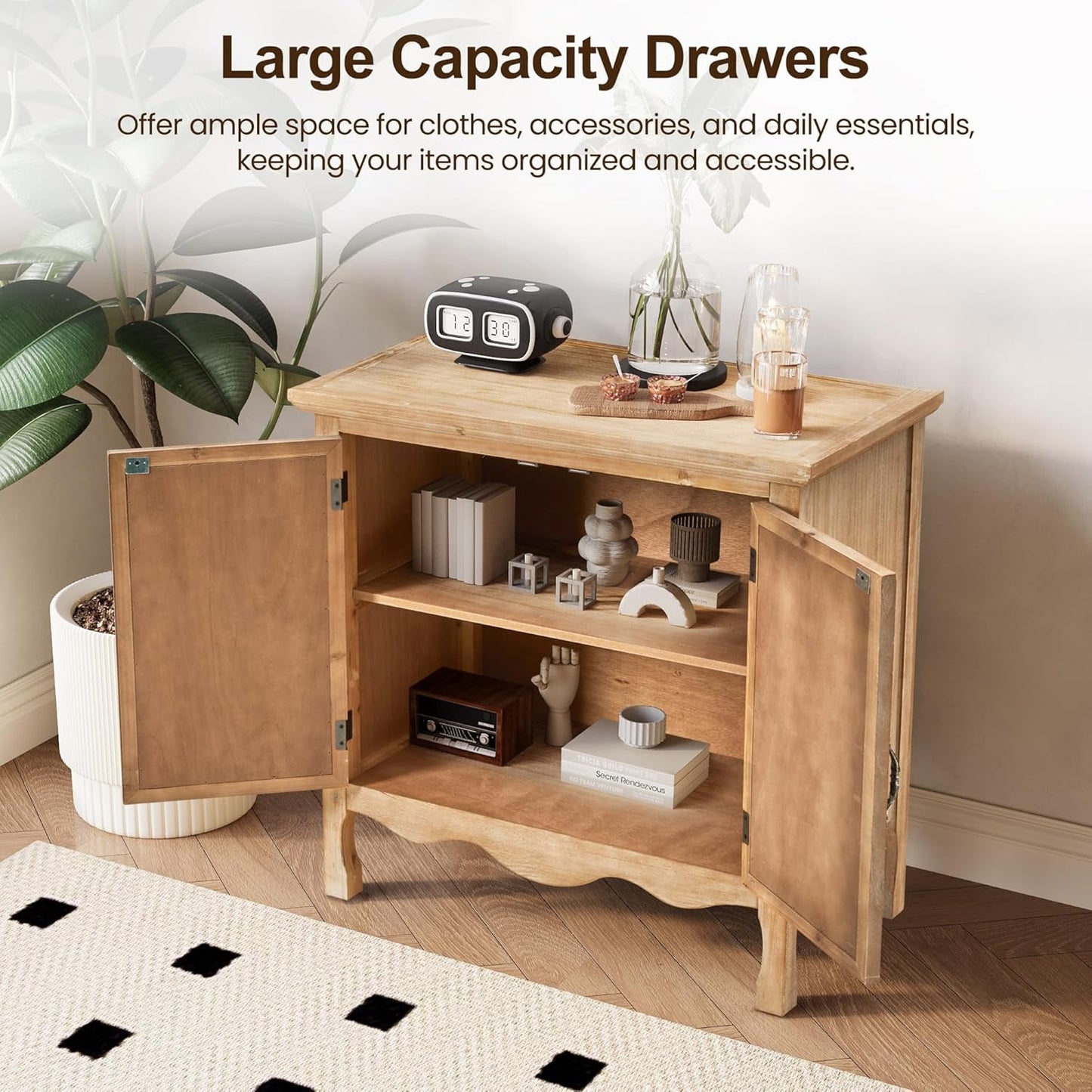 RoyalCraft 2-Door Storage Cabinet, Accent Buffet Server Cabinet, Kitchen Sideboard Cabinet, Wood Cabinet Organizer for Hallway, Dining Room, Living Room, Entryway