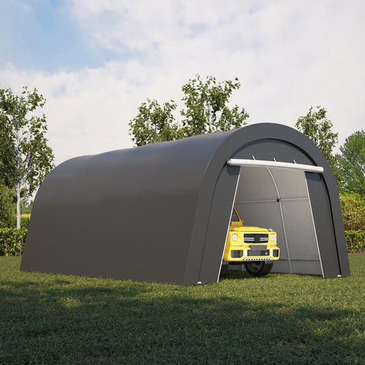 Heynemo Domed Carport, Portable Garage with 2 Roll up Doors, Heavy Duty Car Canopy Party Tent, All-Season Storage Shelter Shed Carport for Motorcycle, Boat, Truck, or Garden Tools, 10' x 15'