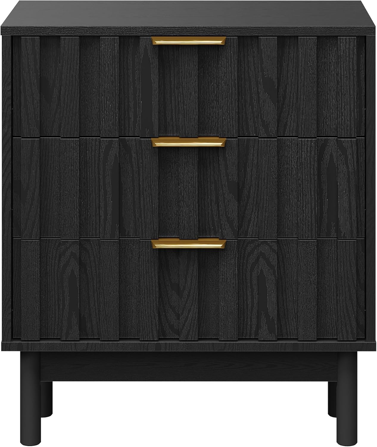 Royalcraft 3 Drawer Dresser, Modern Chest of Drawers with Fluted Panel Design, Wooden Storage Nightstand Side Table with Chic Edge Pull, Perfect for Bedroom, Living Room, Entryway