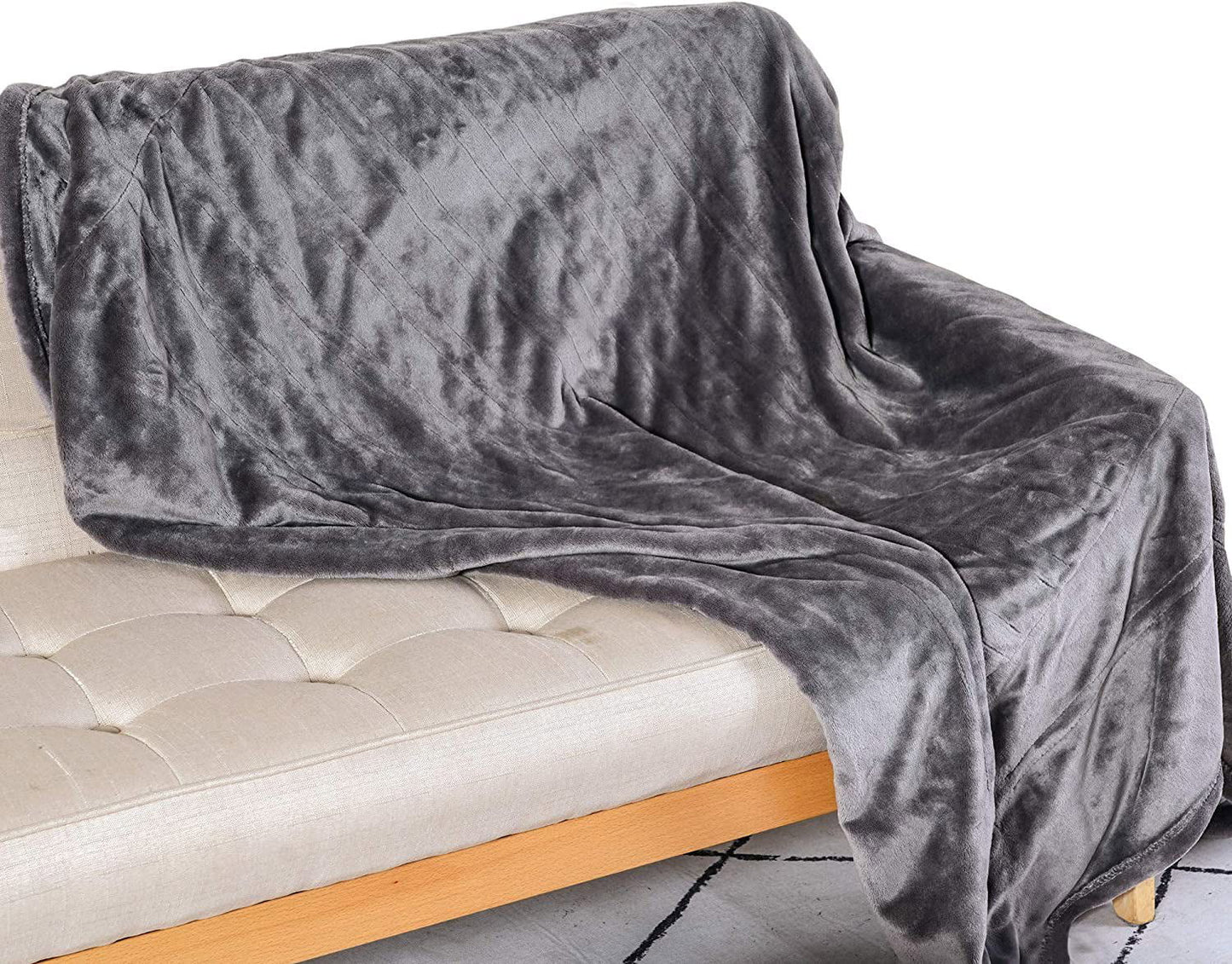 Royalcraft 50" x 60" Electric Blankets Heated Throw Soft Flannel Heating Blanket with 4 Hours Auto Off, 5 Years Warranty, ETL Certified, Machine Washable, Grey