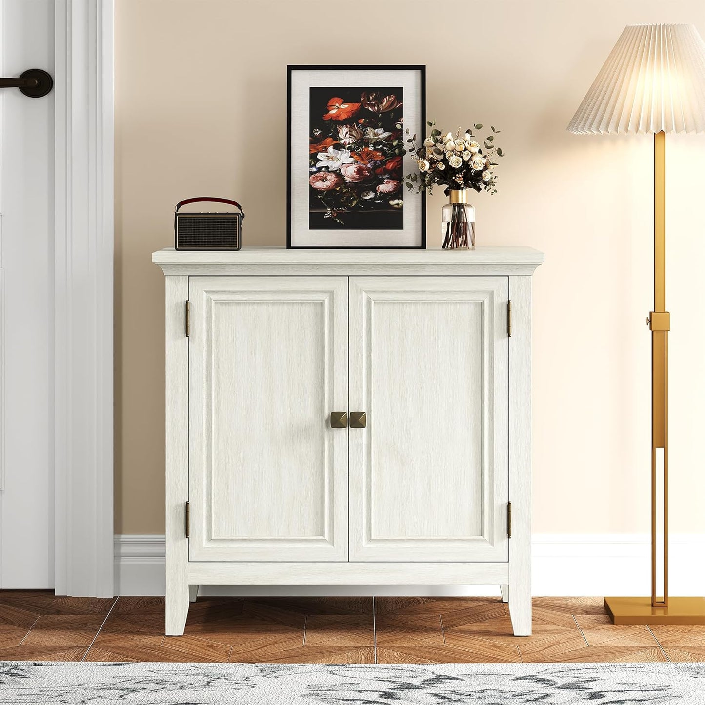 Royalcraft 2-Door Buffet Cabinet with Storage, Bohemian Sideboard with Adjustable Shelves, Wood Credenza Cabinet, Console Table for Bedroom, Living Room, Dining Room, Hallway