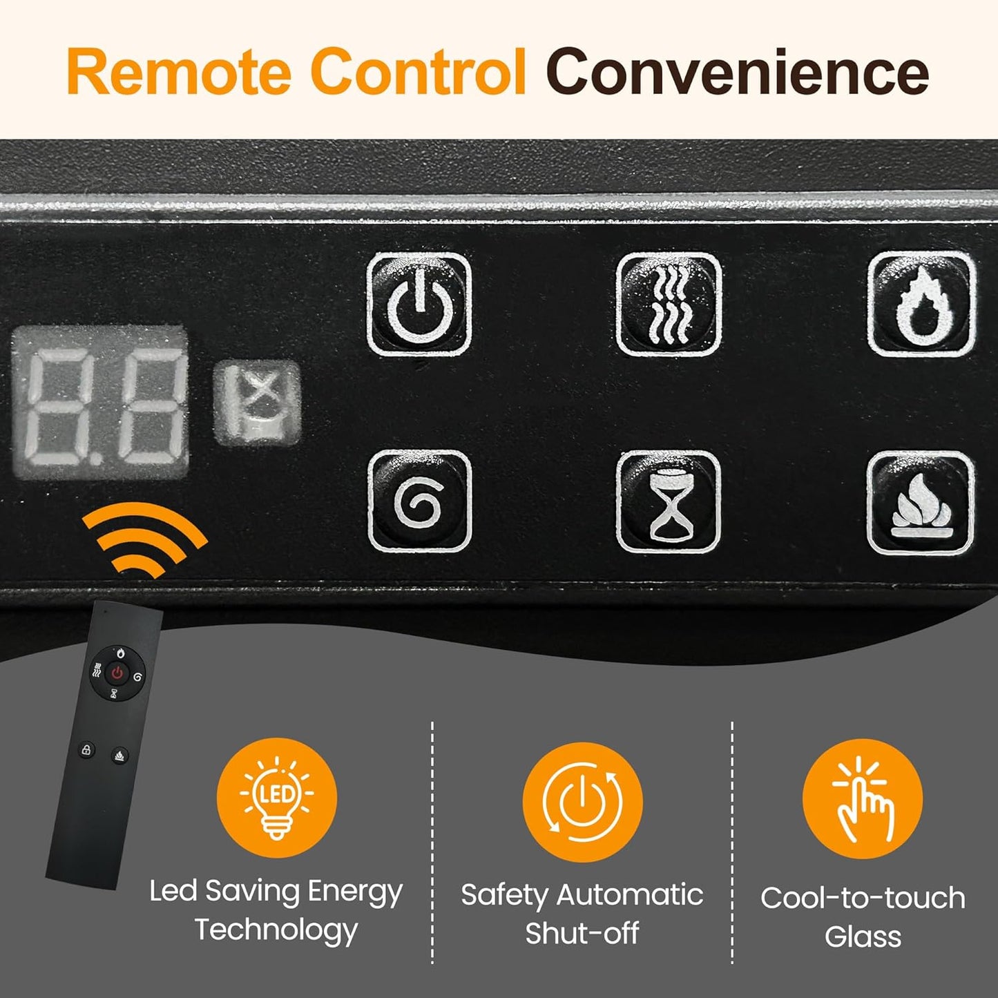 Royalcraft 47'' Farmhouse TV Stand with Fire Place, Retro TV Console with Glass Doors, Media Entertainment Center with Adjustable Shelves for 18'' Fireplace, Suitable for Living Room