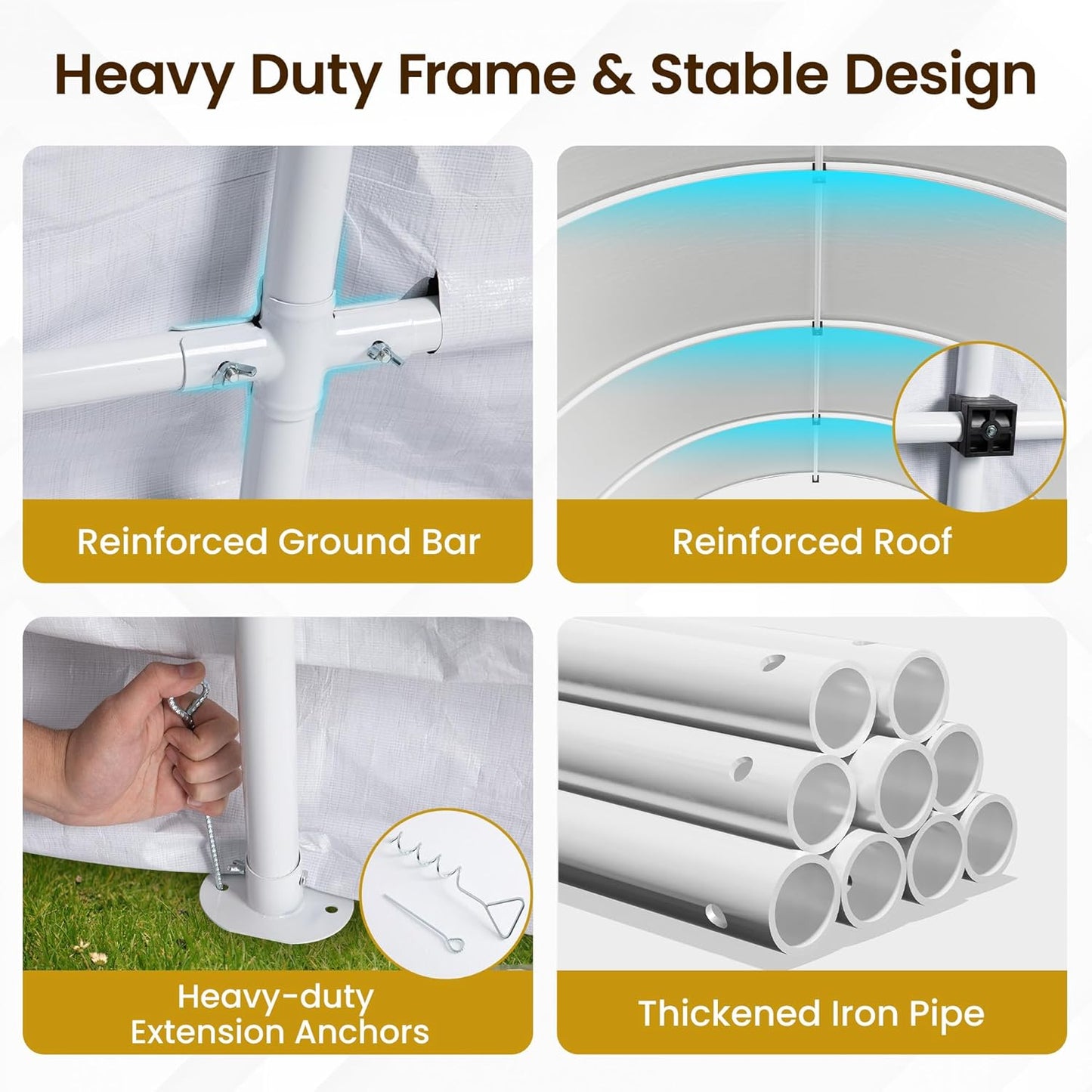 Wisteria Lane Heavy Duty Carport with 4 Cloth Bags, All-Weather Car Canopy with 2 Roll-up Doors, Portable Garage Storage Shelter Shed for Cars, Truck, or Garden Tools