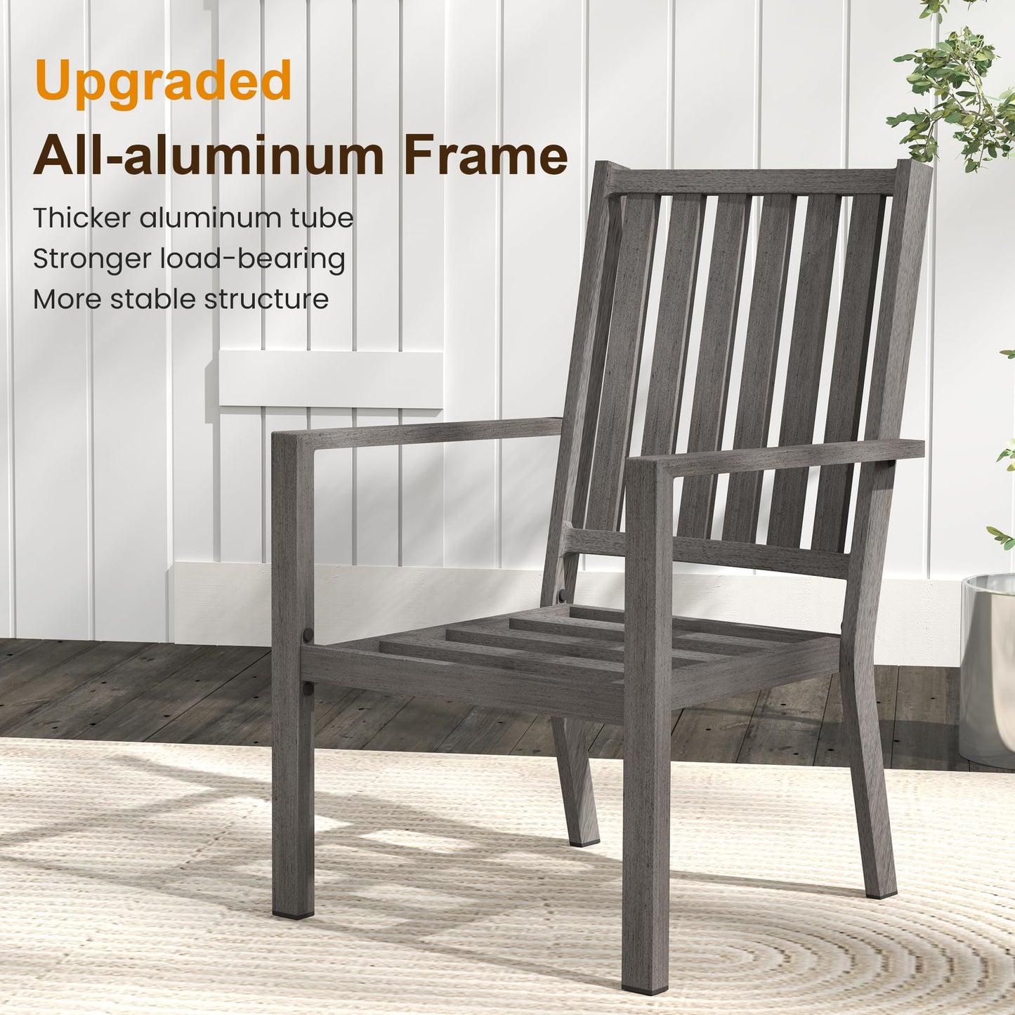 May in Color Aluminum 6 Pieces Patio Dining Sets, Outdoor Dining Table with 4 Chairs and Bench, Outdoor Patio Dining Furniture Set with Removable Cushion for Lawn, Garden, Backyard, Gray