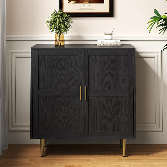 RoyalCraft 2-Door Storage Cabinet, Modern Wood Credenza with Adjustable Shelves, Freestanding Buffet Sideboard Cabinet for Living Room, Bedroom, Dining Room, Entryway