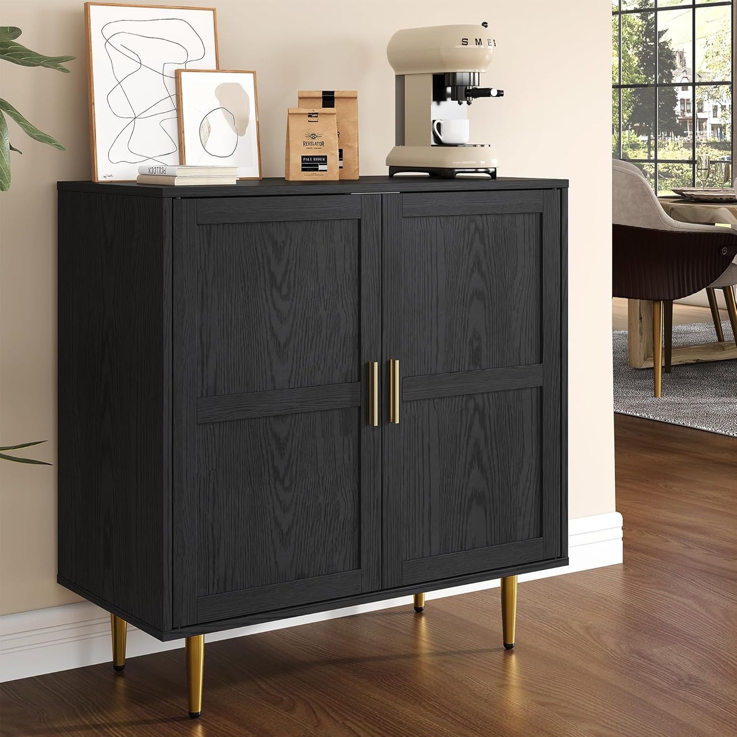 RoyalCraft 2-Door Storage Cabinet, Modern Wood Credenza with Adjustable Shelves, Freestanding Buffet Sideboard Cabinet for Living Room, Bedroom, Dining Room, Entryway