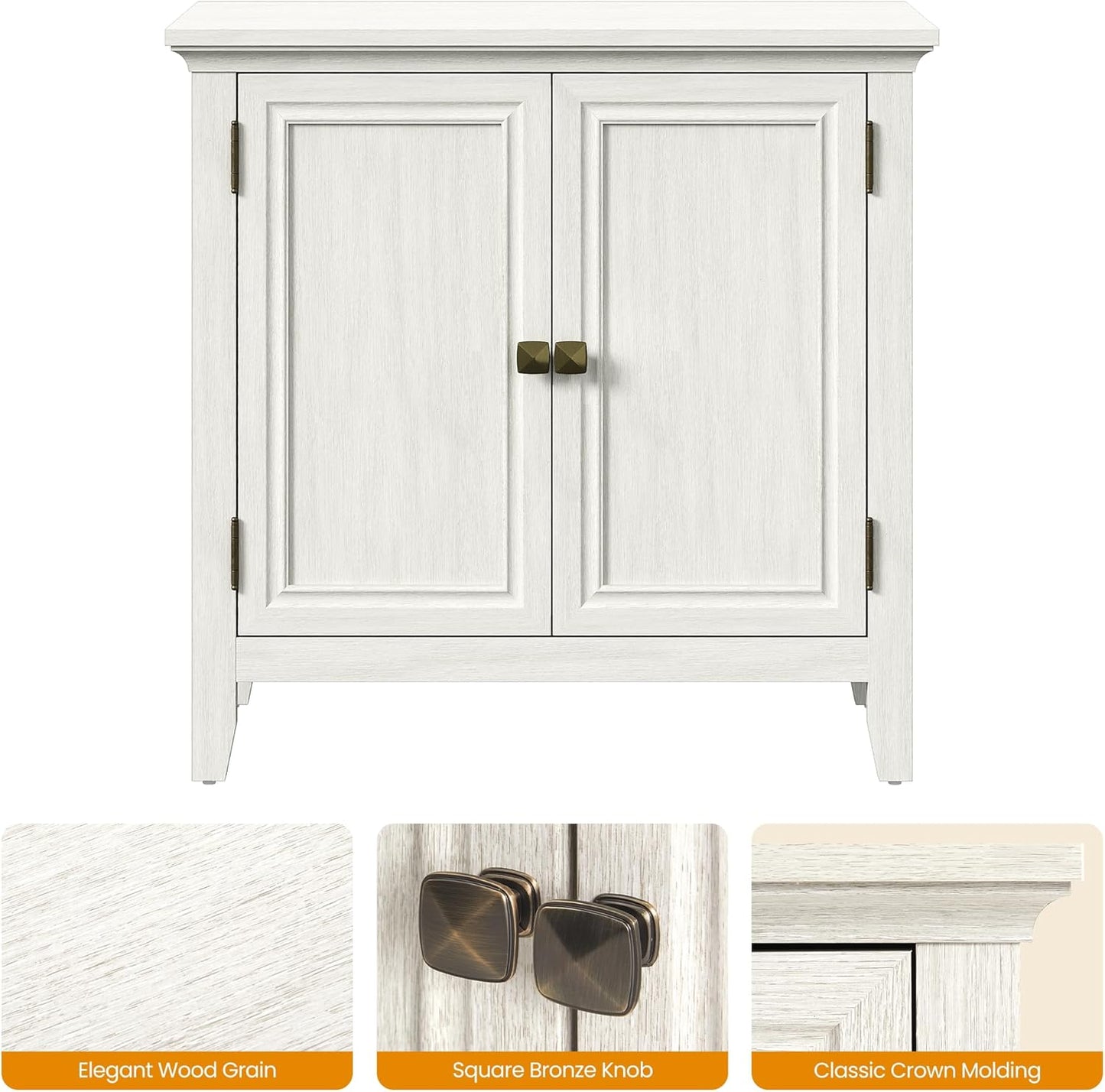 Royalcraft 2-Door Buffet Cabinet with Storage, Bohemian Sideboard with Adjustable Shelves, Wood Credenza Cabinet, Console Table for Bedroom, Living Room, Dining Room, Hallway