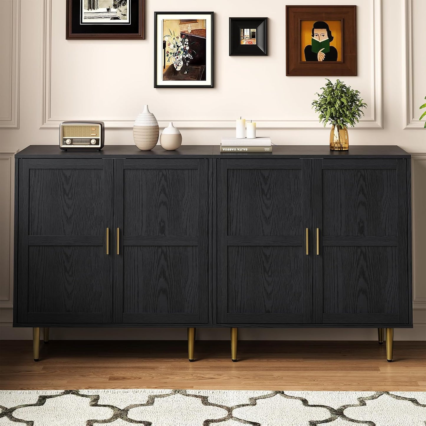 RoyalCraft 2-Door Storage Cabinet, Modern Wood Credenza with Adjustable Shelves, Freestanding Buffet Sideboard Cabinet for Living Room, Bedroom, Dining Room, Entryway