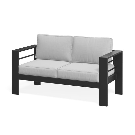 ROYALCRAFT Patio Furniture Metal Loveseat, Metal Outdoor Chairs with Upgraded Cushions, All-weather Outdoor 2 Seats Sofa Couch for Balcony, Garden, Deck, Backyard, Black