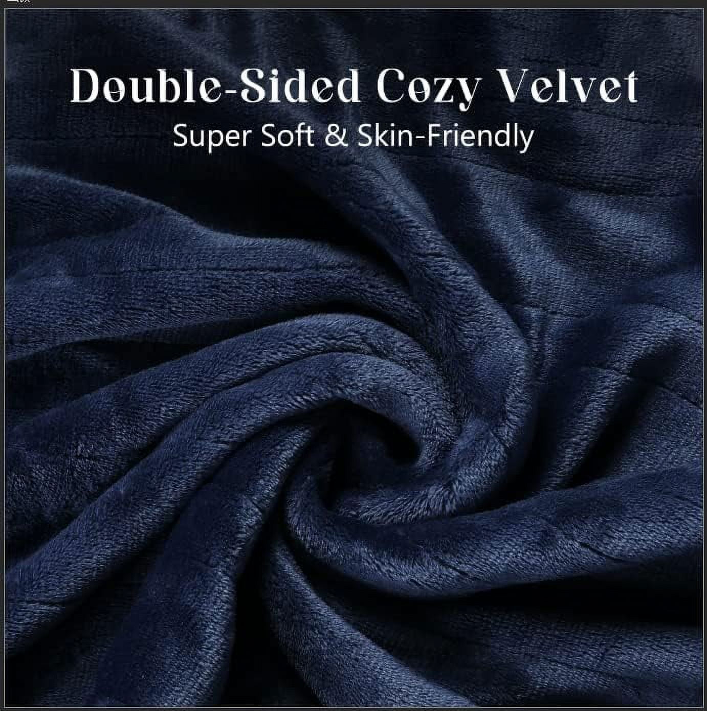 Royalcraft Heated Blanket Queen Size, Heating Electric Throw Blanket Dual Control, Soft Velvet, 10 Heat Settings, 12 Hours Auto Off, Blue