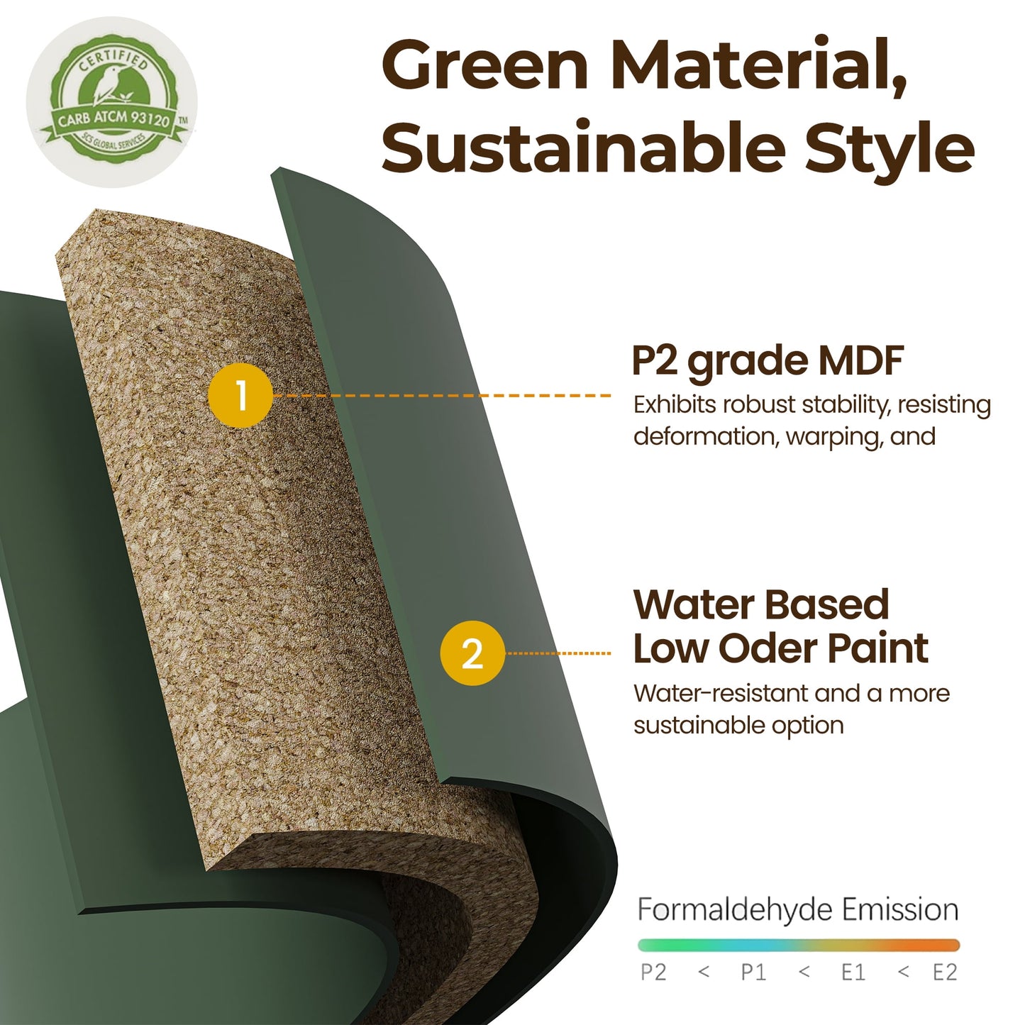 May in Color 58" Wood Buffet Cabinet, Mid-Century Modern Console Cabinet, with 4 Door & Media Storage, for Entryway, Living Room, Dining Room, Bedroom, Green