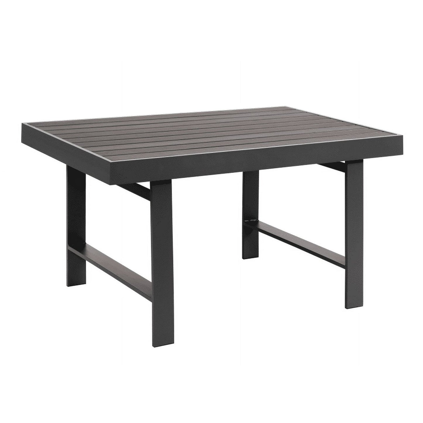 RoyalCraft Outdoor Dining Table Patio Steel Slat Rectangle Table,Long Outdoor Dining Table, High Table For Party, High Garden Table, Gray