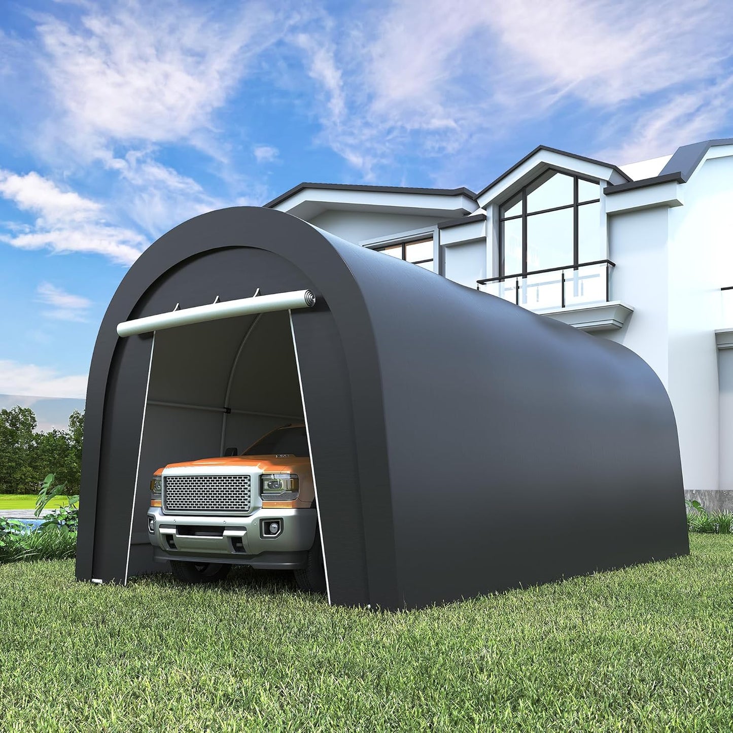 Wisteria Lane Heavy Duty Carport with 4 Cloth Bags, All-Weather Car Canopy with 2 Roll-up Doors, Portable Garage Storage Shelter Shed for Cars, Truck, or Garden Tools