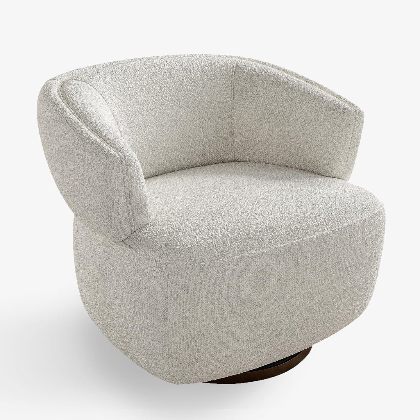 RoyalCraft Swivel Barrel Chair, Fully Assembled Accent Lounge Sofa with 360-Degree Base, Oversized Upholstered Reading Chair, Modern Round Club Chair for Living Room, Bedroom, Office, Ivory