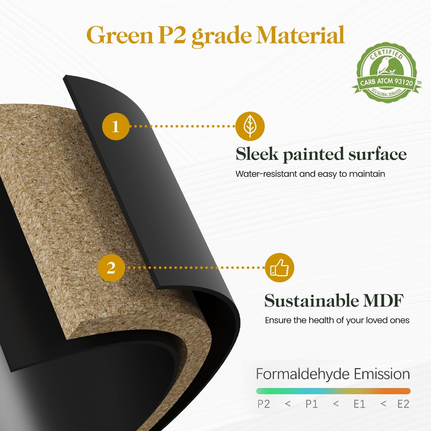 RoyalCraft Tall Nightstand, Side Table with 2 Drawers and Open Shelf Below, Bedside Table with Solid Feet, Modern Night Stand End Table for Bedroom, Living Room, Home Office, Black