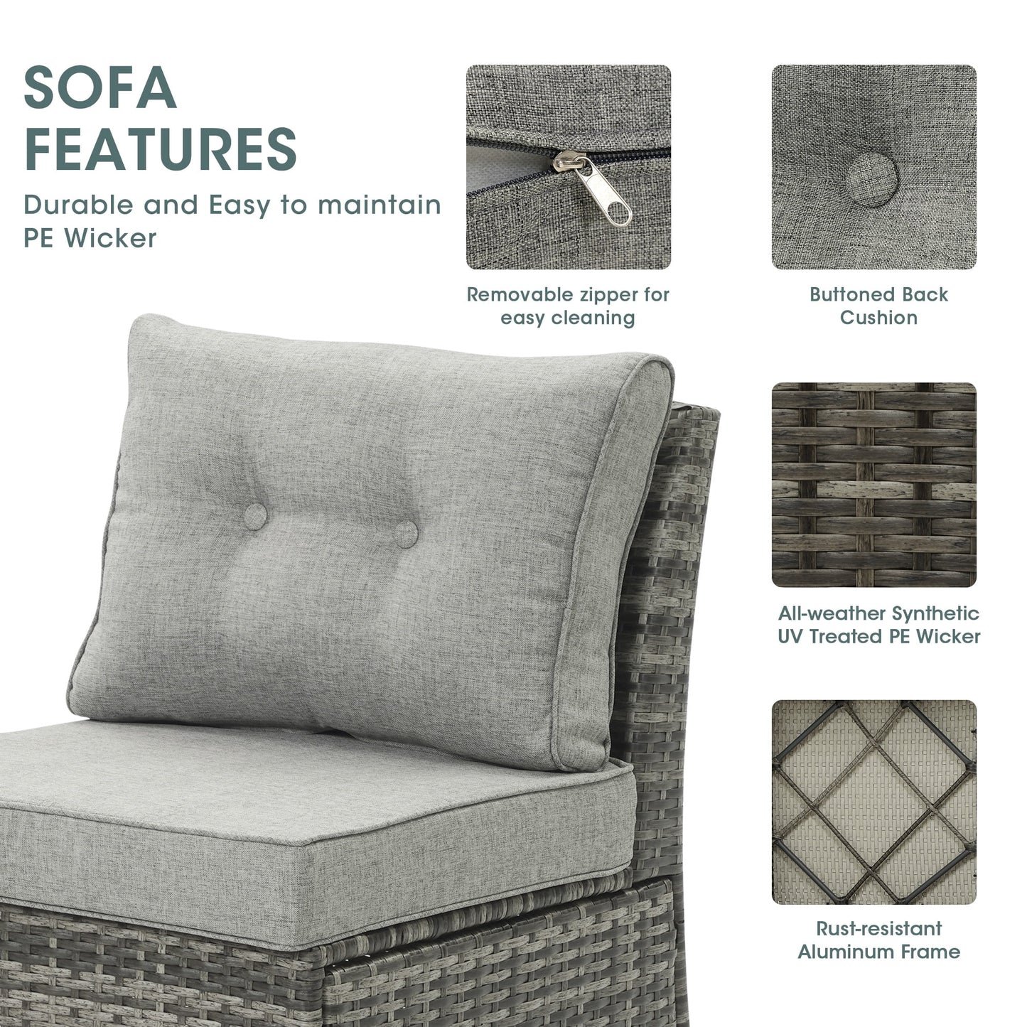 Royalcaft 2 Piece Outdoor Patio Wicker Armchairs, All Weather Outside Rattan Chair Patio Furniture Set with Blue Cushions