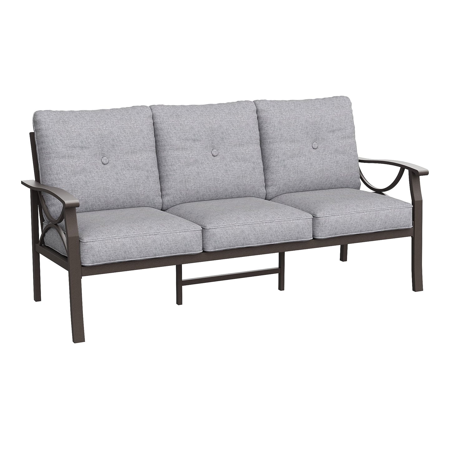 Royalcraft Metal Outdoor Couch, All-Weather Metal Patio 3-seat Sofa with Soft Thick Cushions, Patio Sofa Couch for Porch Backyard Garden, Grey