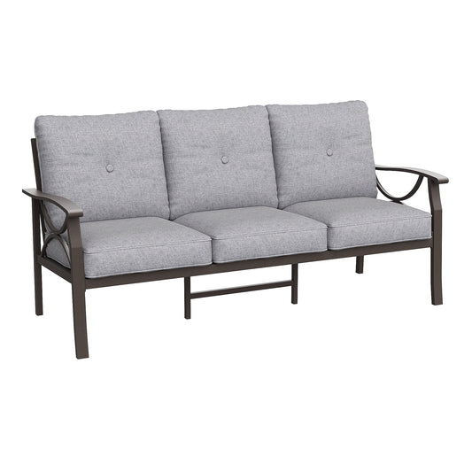 Royalcraft Metal Outdoor Couch, All-Weather Metal Patio 3-seat Sofa with Soft Thick Cushions, Patio Sofa Couch for Porch Backyard Garden, Grey