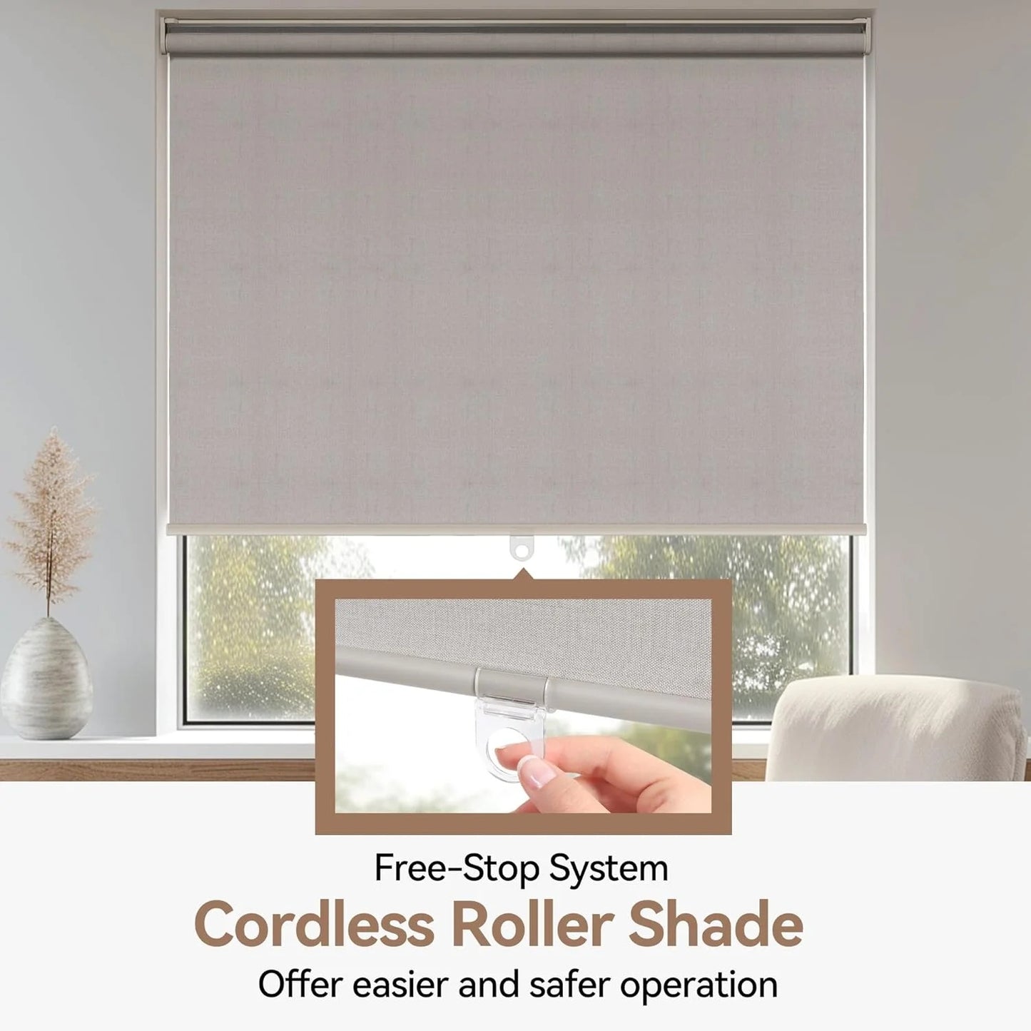 100% Blackout Roller Shades for Windows, Pull Down Shades with Thermal Insulated Waterproof Fabric