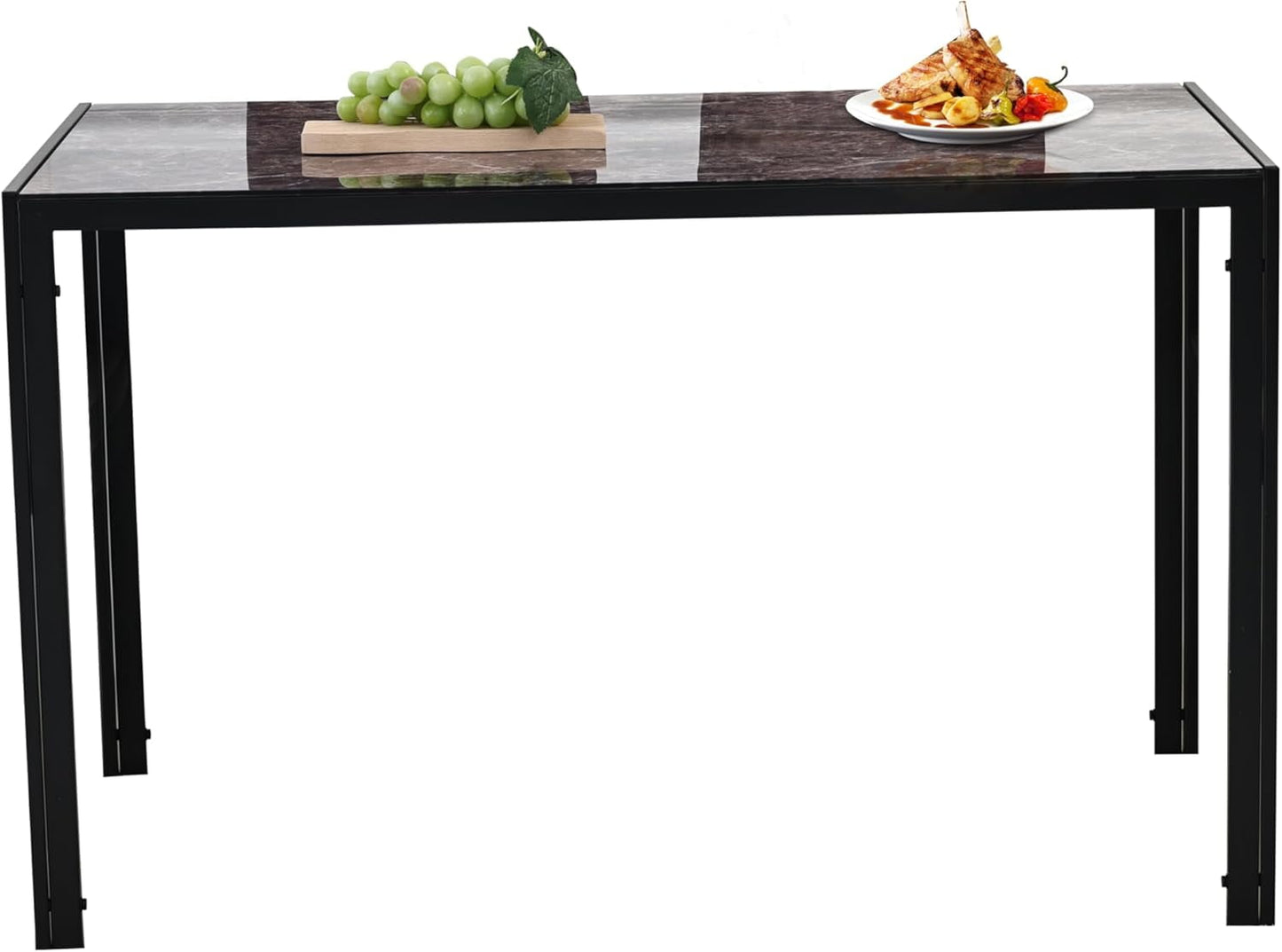 CozyHome 47" Dining Table for 2-4People, Rectangular Kitchen & Dining Room Tables, Brown Industrial Glass Style Apartment Dinning Room Dinette Tables for Eating Dinner