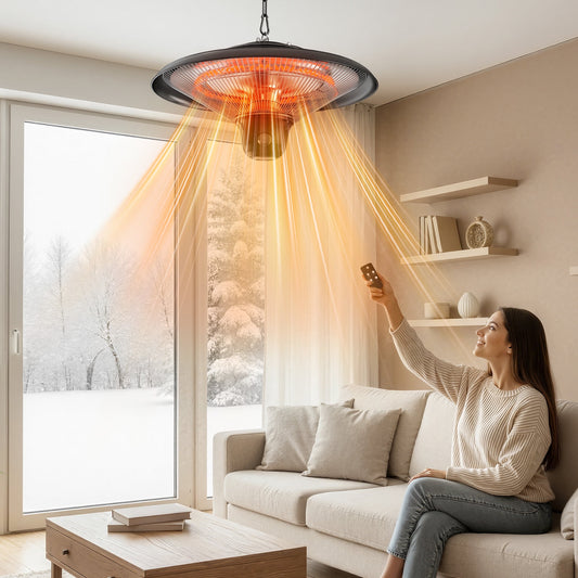 May in Color 1500W Outdoor Hanging Heater, Electric Infrared Hanging Heater, Waterproof Ceiling Heater with 3 Adjustable Modes, Ideal for Porch, Garage, Balcony, Black