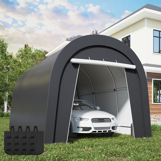May in Color 10¡®x15¡¯ Metal Heavy Duty Portable Outdoor Garage Carport with 2 Roll-up Door, Waterproof Car Tent for Vehicles and Storage
