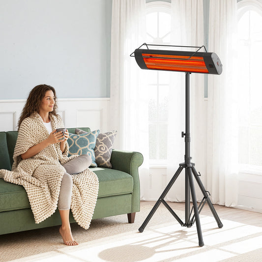 May in Color Patio Heater with Remote, 24H Timer, IP65 Waterproof, and Tip-over Protection, Wall Mounted/Ceiling/Tripod Infrared Heater Outdoor, Electric Outdoor Heater for Garage, Backyard, Porch