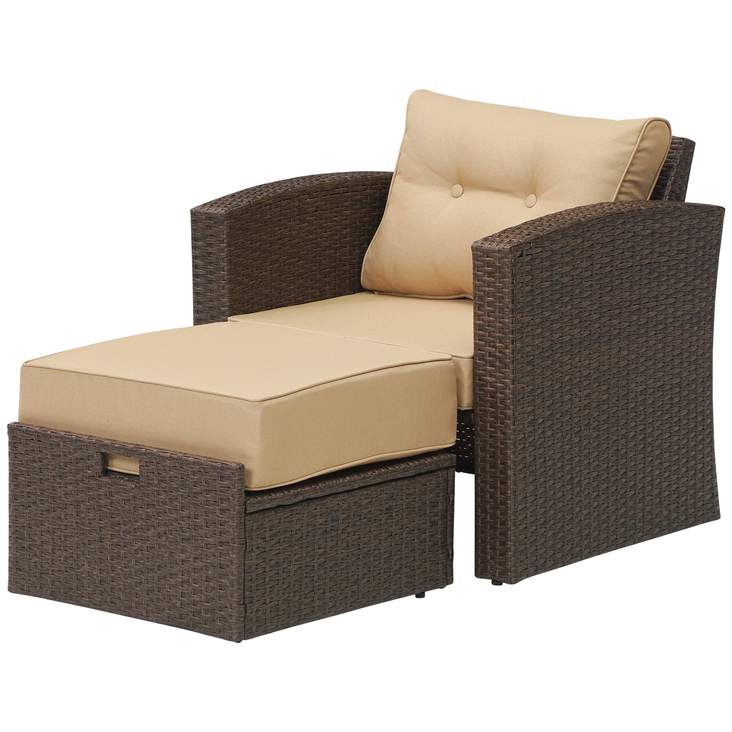 Royalcaft 2 Piece Outdoor Patio Wicker Armchairs, All Weather Outside Rattan Chair Patio Furniture Set with Blue Cushions
