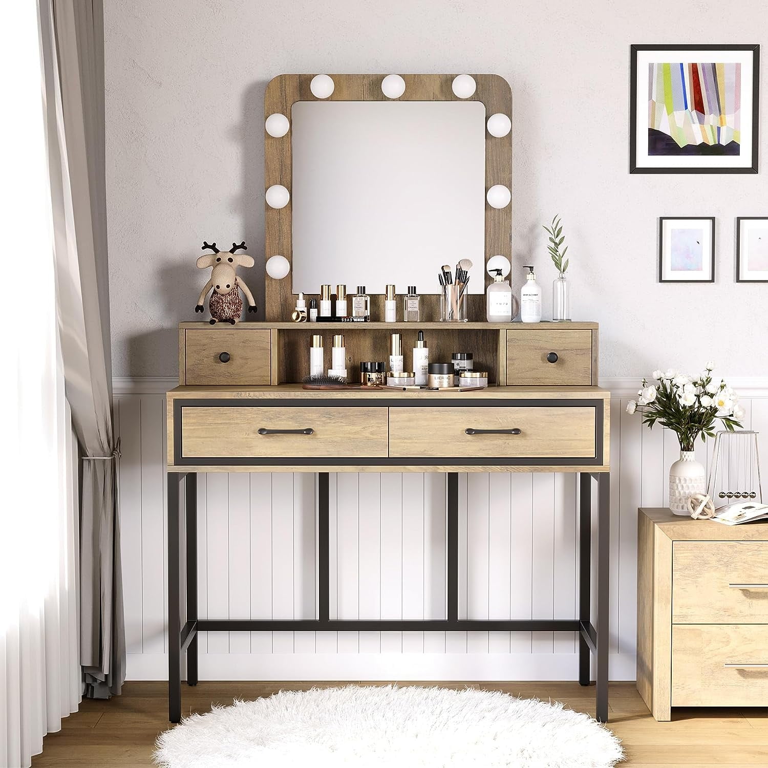 Grey hollywood mirror deals
