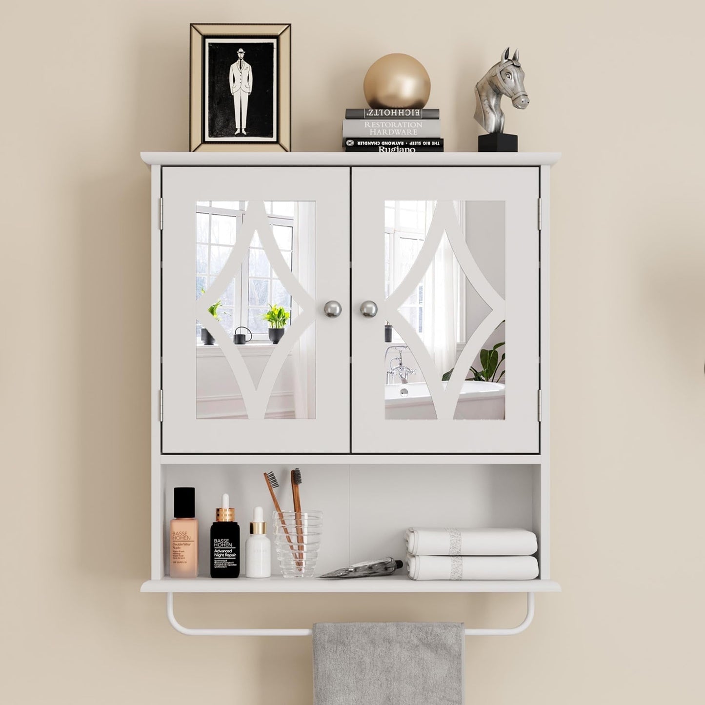 RoyalCraft Bathroom Wall Cabinet with Mirror, Wall Mount Bathroom Storage Cabinet, Adjustable Shelves