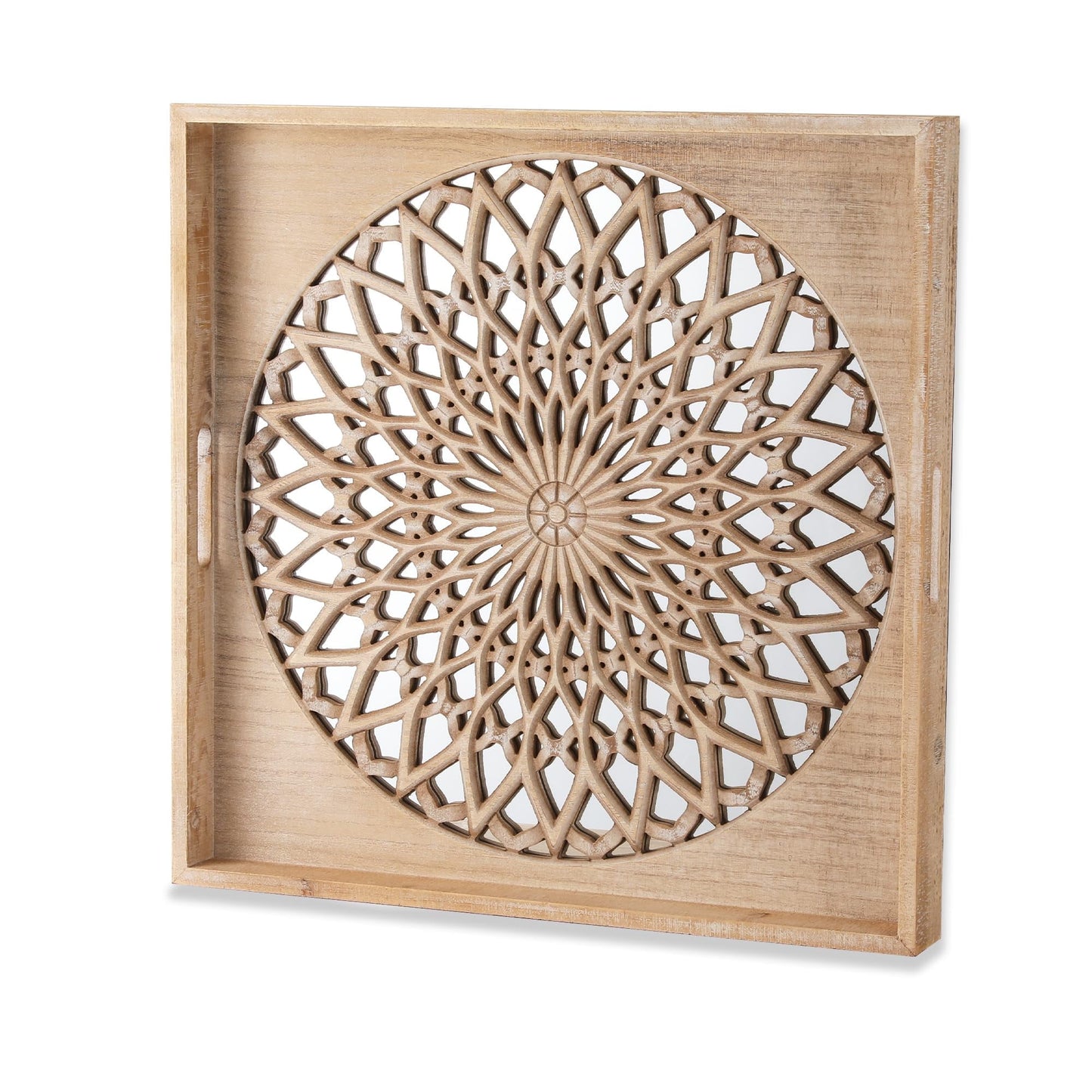 RoyalCraft Farmhouse Wood Mirror, Square Decorative Mirrors for Wall, Small Hanging Mirror, Wall Mirrors for Living Room, Bedroom, Dining Room, Entryway, Hallway, Gray, 23.6¡° X 23.6"