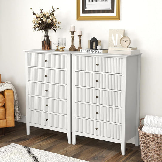 Royalcraft Dresser for Bedroom, Modern 5 Drawers Dresser with Silent Slide Drawers, Tall Chest of Drawers, Wood Storage Cabinet Organizer for Living Room, Nursery, Hallway, Entryway