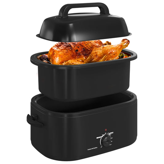 Royalcraft 22 Quart Electric Turkey Roaster Oven with Visible & Self-Basting Lid, Stainless Steel