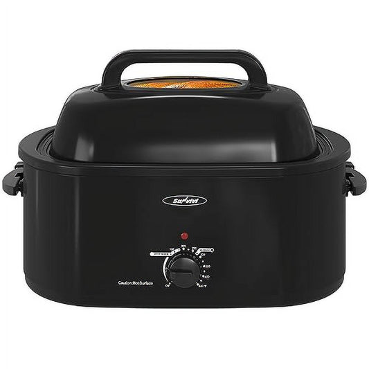 Royalcraft 22 Quart Electric Turkey Roaster Oven with Visible & Self-Basting Lid, Stainless Steel