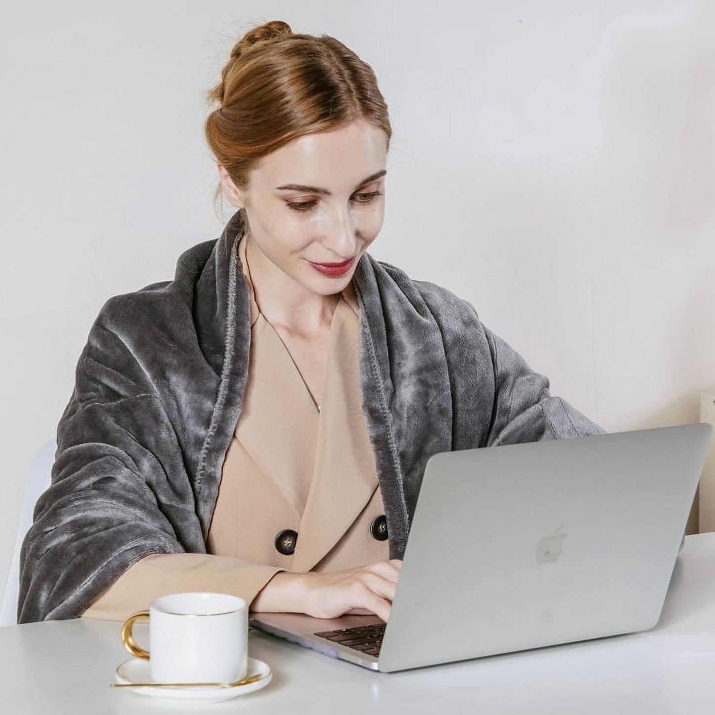 Royalcraft 50" x 60" Electric Blankets Heated Throw Soft Flannel Heating Blanket with 4 Hours Auto Off, ETL Certified, Grey