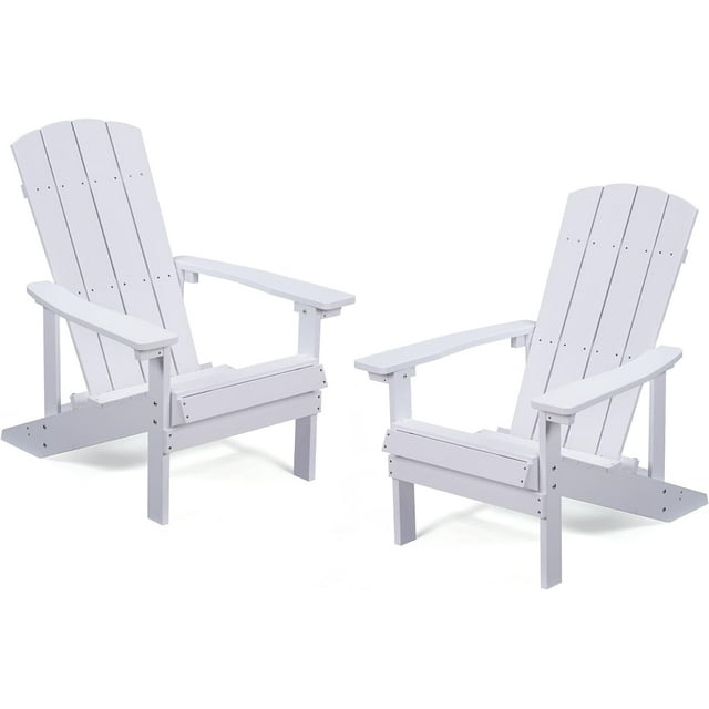 Royalcraft Adirondack Chairs, Weather Resistant Hips Plastic Fire Pit Chairs, Modern Poly Adorondic Outside Chairs, 350 LBS Adirondack Chair for Easy Assembly, White