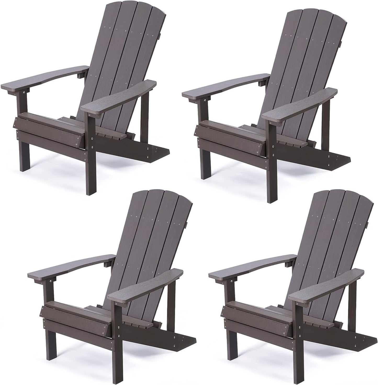 Royalcraft Adirondack Chairs, Weather Resistant Hips Plastic Fire Pit Chairs, Modern Poly Adorondic Outside Chairs, 350 LBS Adirondack Chair for Easy Assembly, White