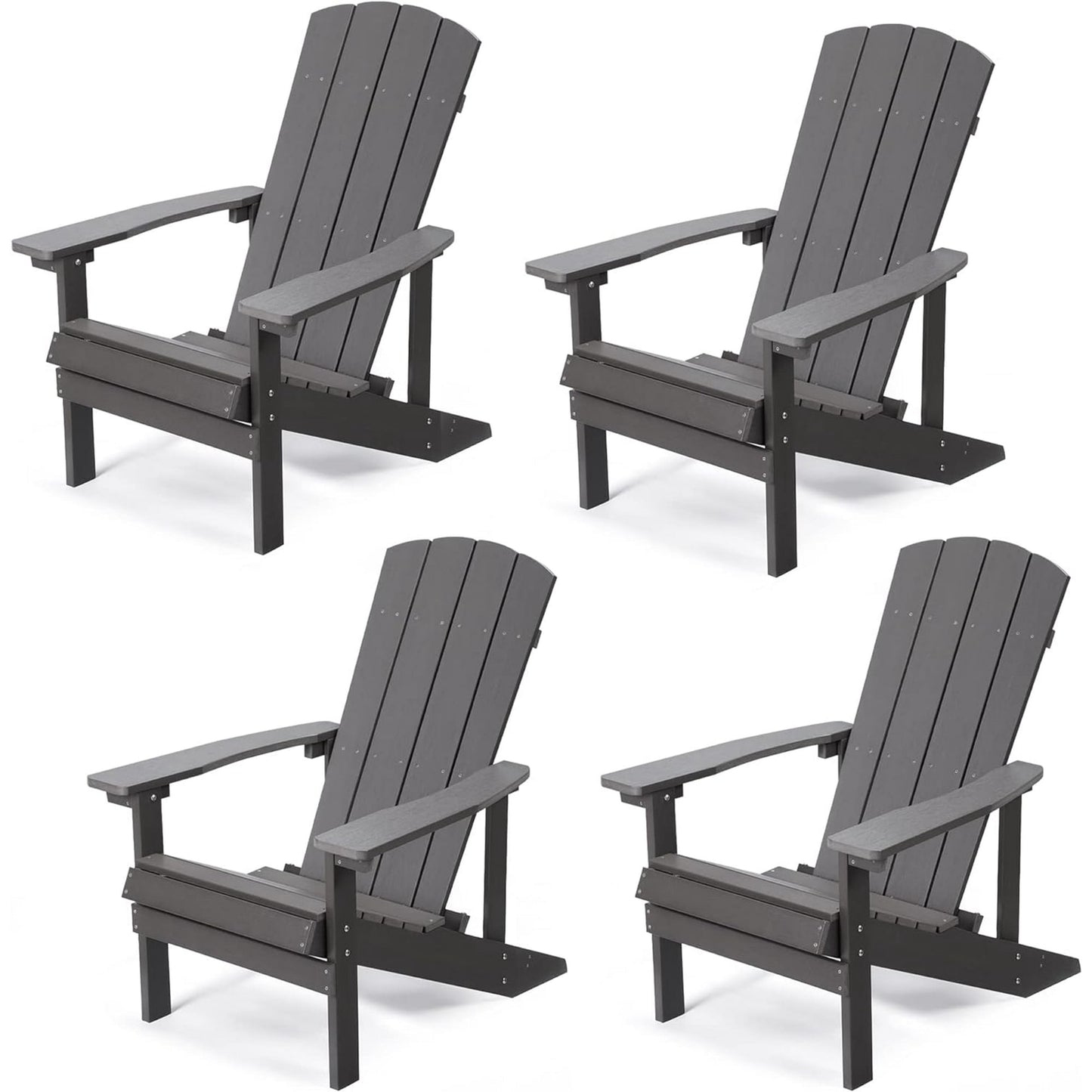 Royalcraft Adirondack Chairs, Weather Resistant Hips Plastic Fire Pit Chairs, Modern Poly Adorondic Outside Chairs, 350 LBS Adirondack Chair for Easy Assembly, White