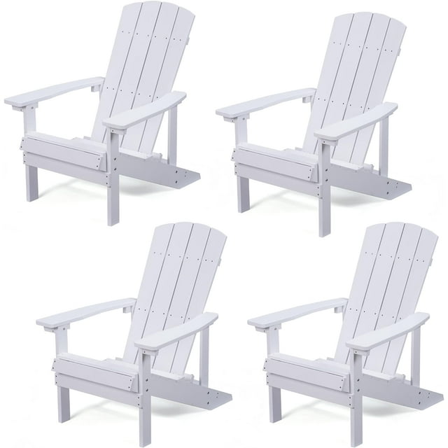 Royalcraft Adirondack Chairs, Weather Resistant Hips Plastic Fire Pit Chairs, Modern Poly Adorondic Outside Chairs, 350 LBS Adirondack Chair for Easy Assembly, White